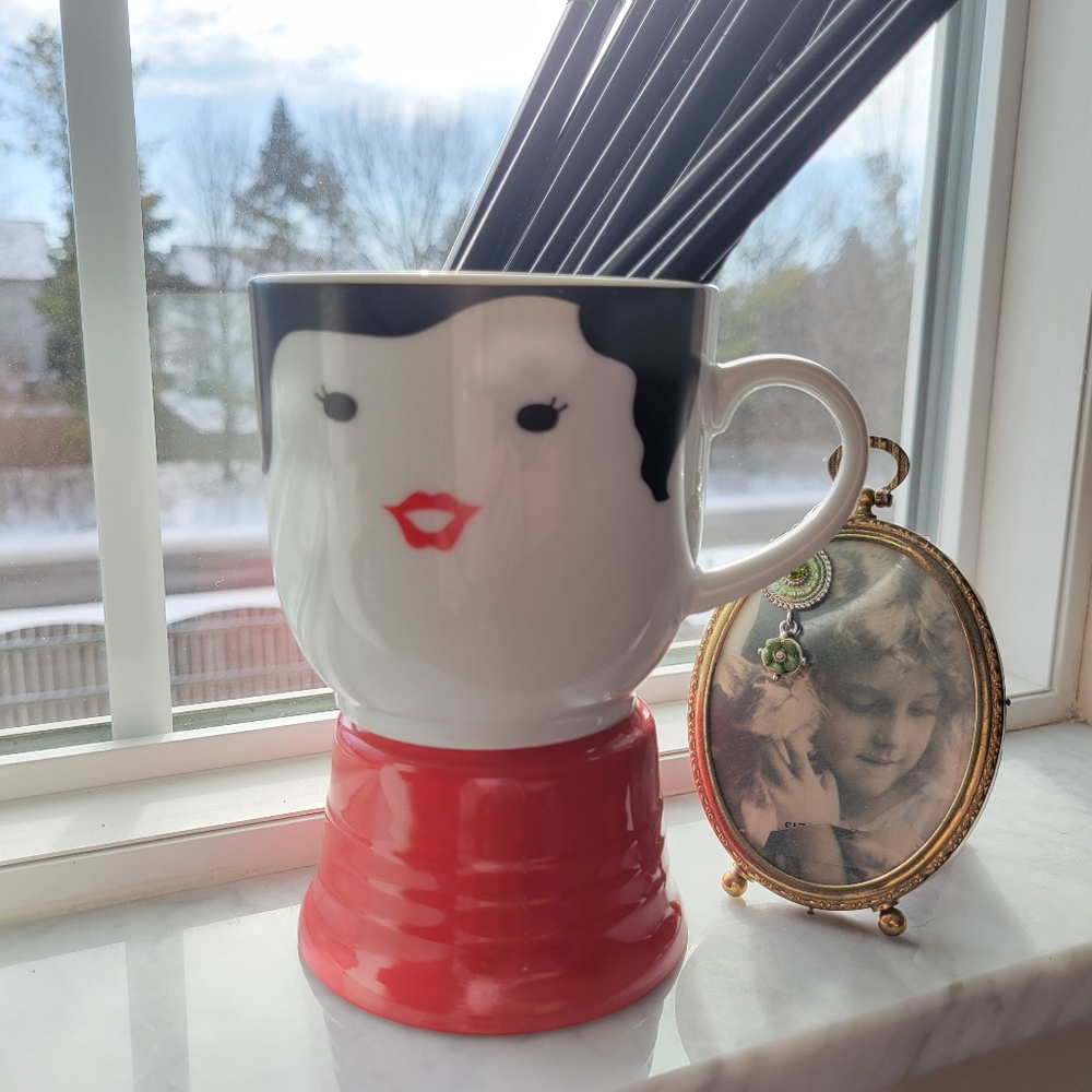 Lady Face Mug Cup ~ Isn't She Lovely?! ~ EUC ~ Made in Japan ~ Mod ~ Pop Art - Picture 5 of 13